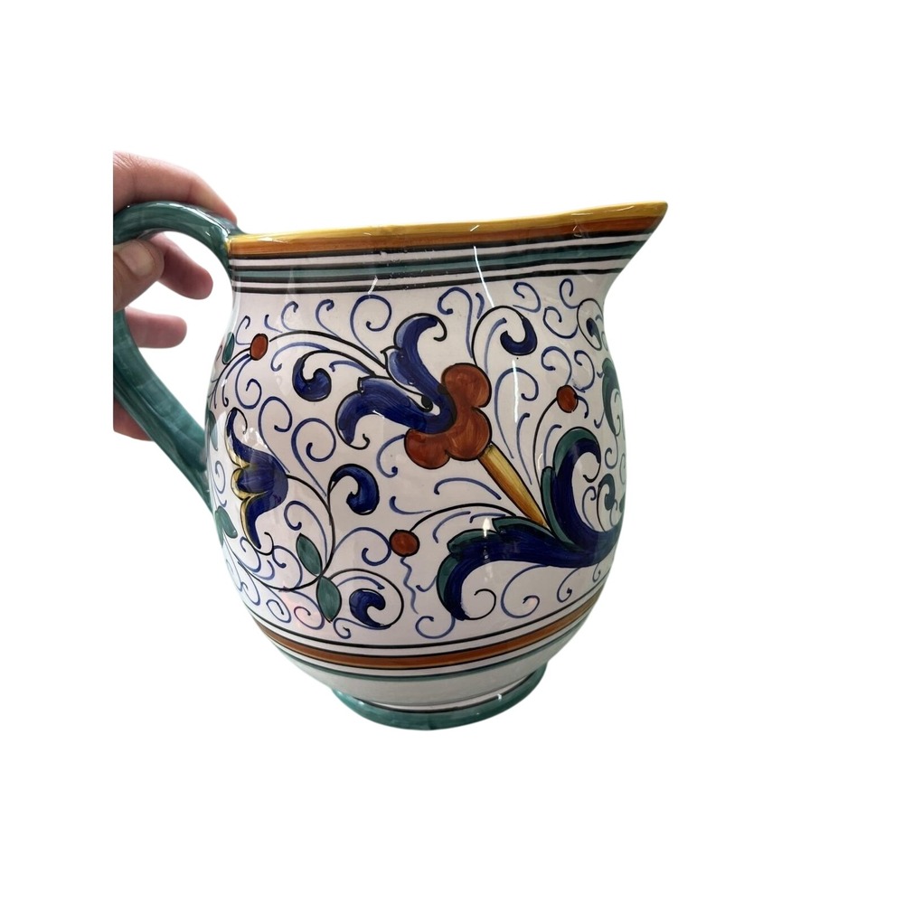 GRAZIA-DERUTA MADE IN ITALY FOR WILLIAM SONOMA PITCHER JAG FLOWERS